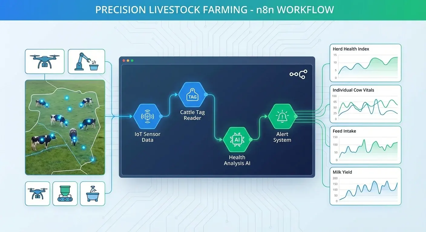 Digitale Transformation in der Tierhaltung mit n8n: Leitfaden zur Präzisionslandwirtschaft-Automatisierung